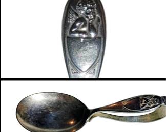 Antique curved baby's phone sterling silver Rafael's angel