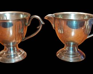 Sterling silver plated creamer and open sugar dish