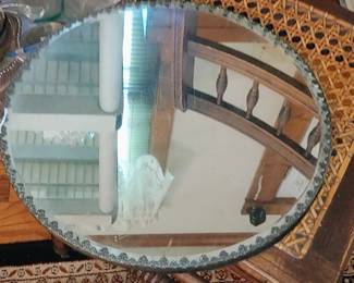 Antique French Plateau/perfume/ vanities Mirror Beveled Edge Bronze Ormolu 