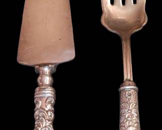 Antique sterling silver pie server/ cake server and antique meat fork- both are exquisite