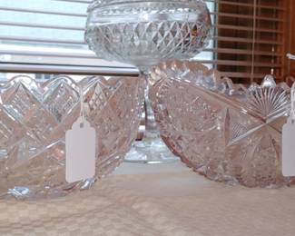 Vintage cut and pressed glass serving Bowls