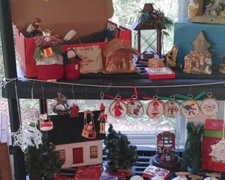Great selection of Christmas items in the sunroom