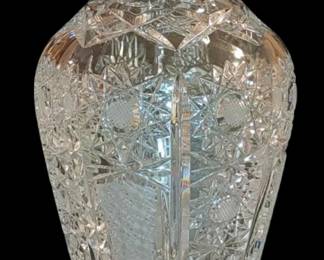 American Brilliant Cut-Glass Vase Beautiful Geometric Pattern, circa 1920s
10.5 tall
