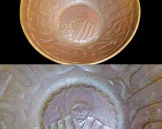 Antique Asian bass on Copper ceremonial Bowl