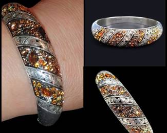 Brighton "CRYSTAL VOYAGE" Retired Swarovski Crystal Hinged Bangle in Topaz!