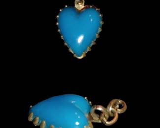 Vintage blue turquoise pendant at once hung from a watch fob