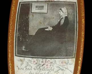 , early 1900s lithograph metal and glass frame