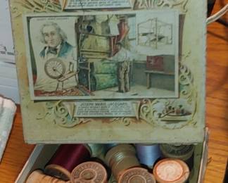 Antique sewing thread wooden spools