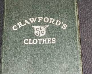 1932 miniature Crawford's clothes. leather advertising book. Includes train schedules radio baseball programs and other information regarding that time period.
Published by Knickerbocker and Company