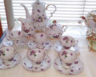 Victorian violets tea set