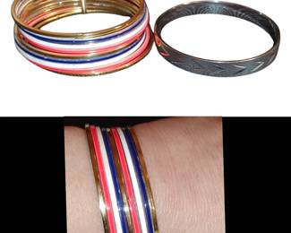 1970s red white and blue gold Bangles