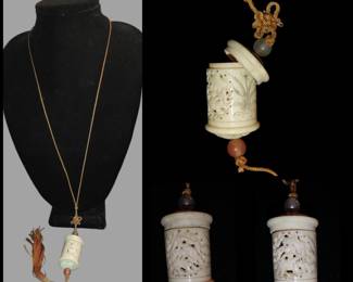 Vintage Oriental hand carved cricket/necklace