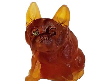 Rare Westmoreland Amber Boston Terrier figurine missing one sparkly eye and has a small chip on the tail
