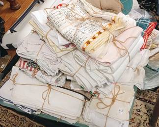 Just a portion of the great Linens! There are a ton upstairs as well! If you love vintage Linens this is the place to be
