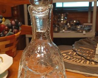 Fantastic Blanco crackle glass pinched decanter
