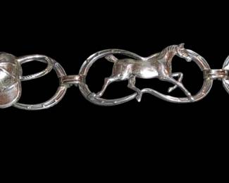 Beautiful vintage sterling silver horse and jockey hat bracelet buy Beau Sterling