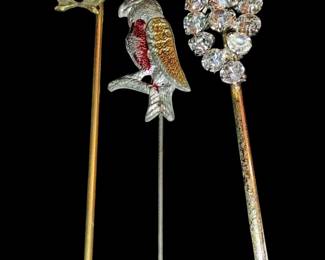 Victorian pan with Leaf design and coral Victorian pen aluminum bird Victorian hair clip gorgeous crystals