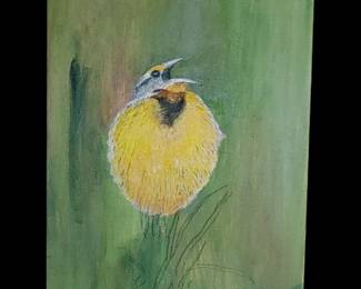 Gorgeous small bird painting oil on canvas
