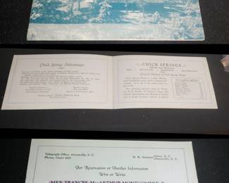 Fold out spa brochure from chick Springs
25.00 to $50 a week all meals included