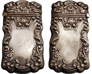 Gorgeous Sterling Silver Victorian match safe/box spring loaded closure 14 karat gold wash inside monogram on the front