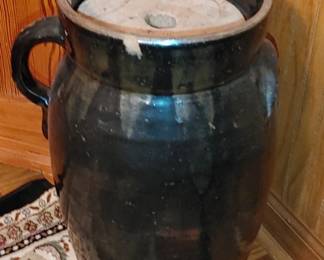 Looks like a 3 gallon Butter Churn but I'll have to inspect it closer I couldn't find a name