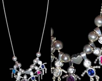 Vintage sterling silver children charms on Italian chain