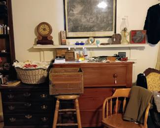 Antique Empire dresser awesome Oak industrial stool & more