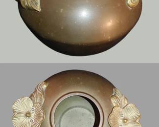 Stunning Art Deco art nouveau brass and copper base with Lily Pad handles