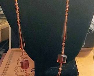 Stunning Art Deco Amber Czechoslovakia glass necklace-Flapper Style