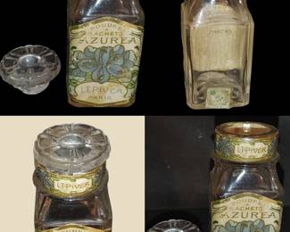L.T. Piver's "Poudre à Sachets Azuréa" from Paris, France. 
Product: This bottle originally contained perfumed sachet powder, part of the "Azuréa" fragrance line by L.T. Piver. 