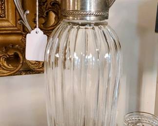 Italian Silver Plate and Crystal water carafe