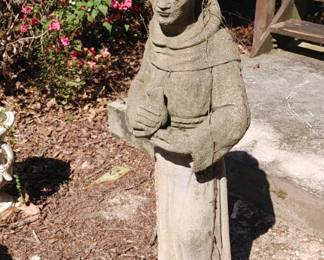 Vintage Saint Francis solid concrete garden statue. SF is the saint of animals and ecology, often depicted with animals like birds or deer, symbolizing his love for all creation.