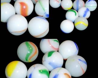 Vintage milk glass marbles with swirls some are opaque White
