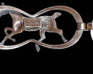 Beautiful vintage sterling silver horse and jockey hat bracelet buy Beau Sterling