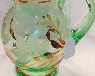 Depression glass green pitcher