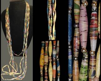 Vintage rolled paper magazine necklaces!