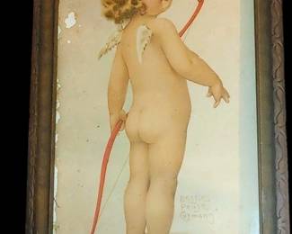 Vintage lithograph and antique frame Bessie Pease Gutman