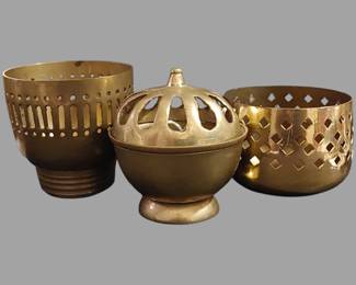 Brass incense burner & candle holders