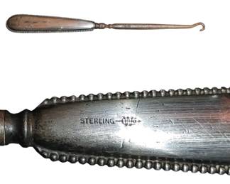 Antique sterling silver handle shoe hook or corset