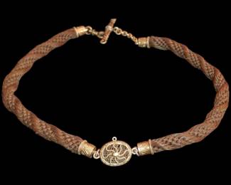 Fabulous Victorian hair jewelry rose gold watch fob or choker