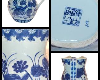 Beautiful blue and white large pitcher