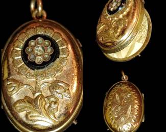 Vintage locket beautiful Onyx and scroll work