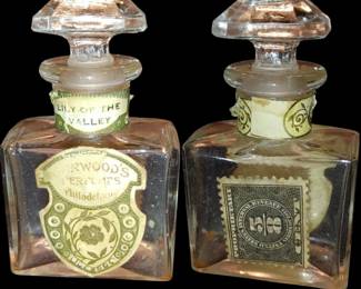 1914 Garwoods Lily of the valley perfume bottle with 1914 tax stamp on the back
Original label garwood's perfumes Philadelphia ( this picture is showing one bottle the front and the back)
