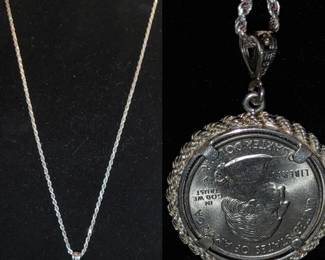 Georgia quarter necklace and custom bezel with sterling silver Italian rope chain