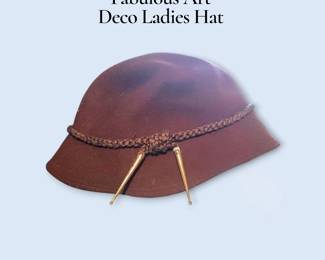 Fabulous art deco ladies chocolate felt hat adorned with gold filled tassels & braided silk