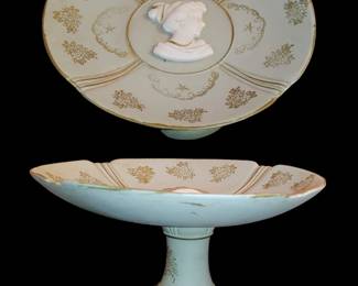 Jasperware pedestal Cameo dish/ perfect for beautiful vanity/ trinkets