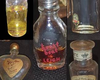 An interesting variety of vintage perfume bottles ( please don't open and smell contents...please if you can help yourselves) all perfume doesn't always smell great and we've had some accidents in the past! Lol
