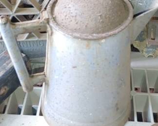 Gray Granite ware cowboy coffee pot