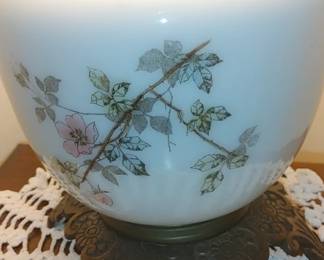 Antique porcelain kerosene lamp converted to Electric