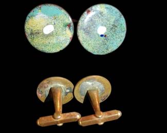 Wonderful mid-century modern enamel and copper cufflinks